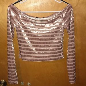 Striped long sleeve crop